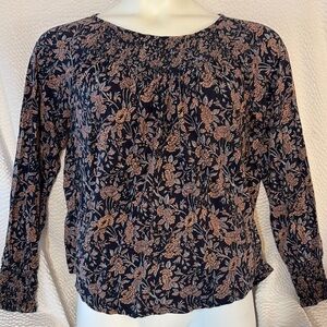 Lucky Blue and Orange Relaxed Floral Blouse